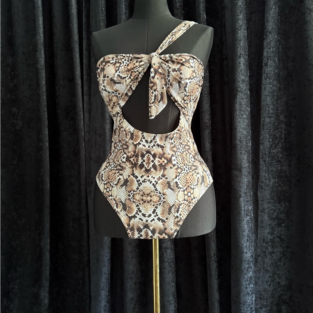 Fashion Nova  | Brown Snakeskin Swimsuit | Large